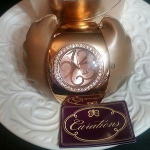 Curations Rose Gold Bangle Cuff Watch NIB